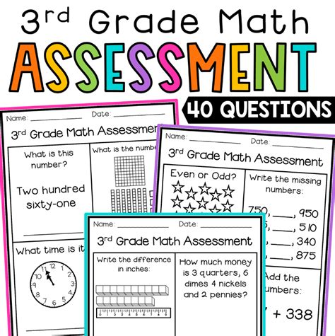 3rd Grade End Of The Year Math Assessment Made By Teachers