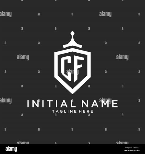 Cf Monogram Logo Initial With Shield Guard Shape Design Ideas Stock