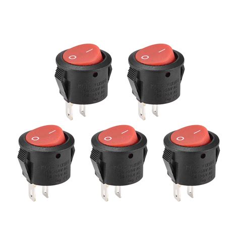 Uxcell Mini Boat Rocker Switch Round Toggle Switch Red For Boat Car