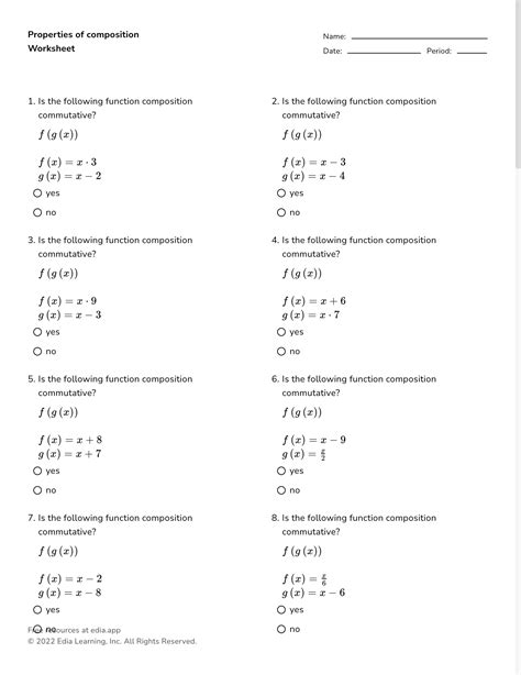 Composite Function Worksheet Composite Functions Studocu