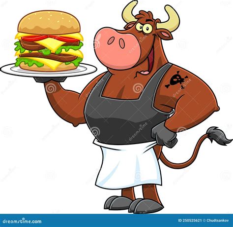 Mascote De Desenho Animado De Chef Hambúrguer Duplo Ou Cheeseburger