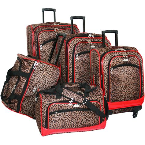 AF 5P Luggage Set Leopard Red - Walmart.com