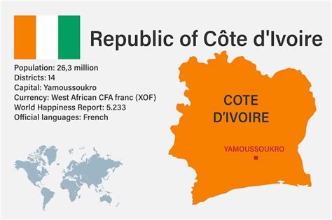 Premium Vector Highly Detailed Cote D Ivoire Map With Flag Capital