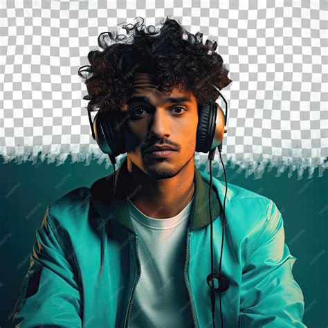 Premium Psd Curly Haired Dj Pacific Islander Embracing Solitude In A