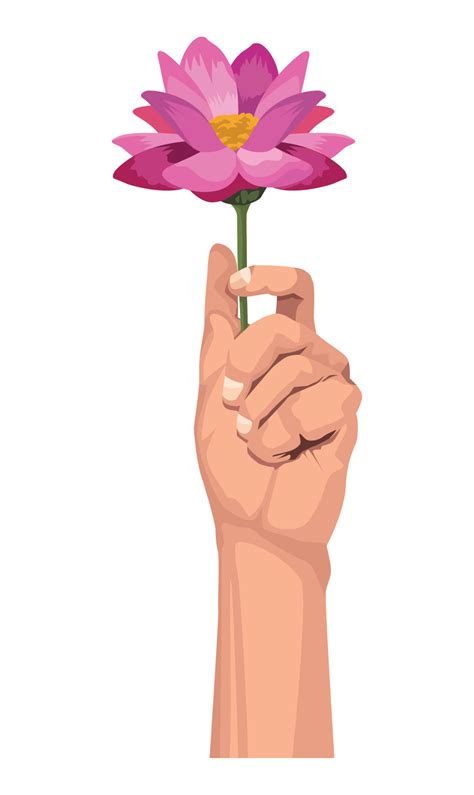 Mano Con Flor De Loto 10437560 Vector En Vecteezy