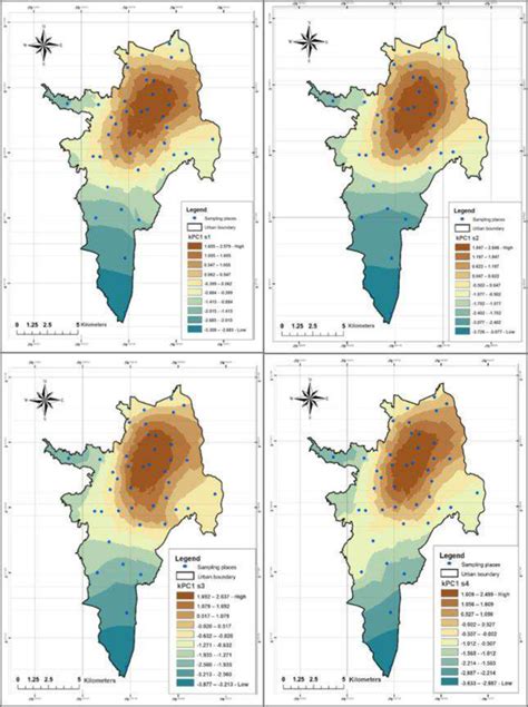 Spatial Interpolation Map Prepared By Kriging Method Of PC1 In The City