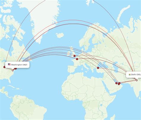 All Flight Routes From Dulles To Delhi Iad To Del Flight Routes