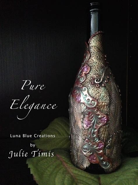 Luna Blue Creations Polymer Clay Wine Bottle Pure Elegance Bottle Crafts Wine Bottle