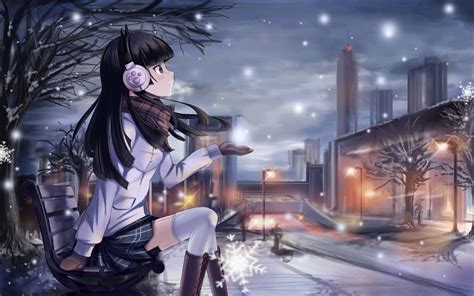 Cute Anime Wallpaper - Anime Girl In Snow (#272998) - HD Wallpaper ...