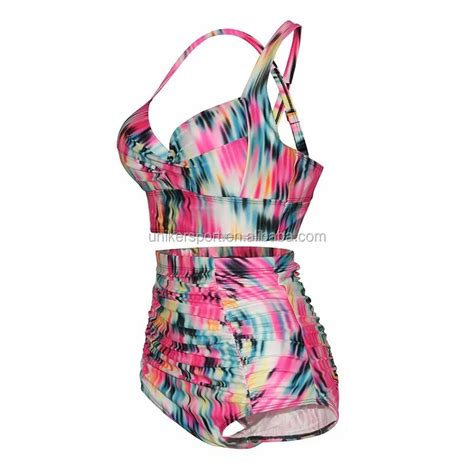 High Waist Swimsuit Women Plus Size Swimwear Print Flower Beach Bikini