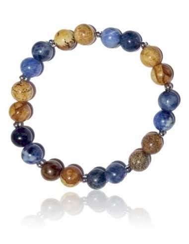 Bracelet Duo De Sodalite Et Jaspe Paysage Pierres Boules Mm