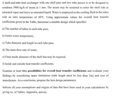 Solved A Shell And Tube Heat Exchanger With One Shell Pass Chegg