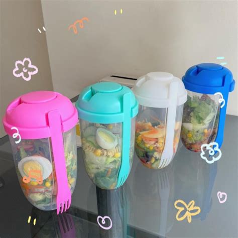 Keep Fit Salad Meal Shaker Cup Portable Fresh Salad Cup To Go Container With Fork And Salad