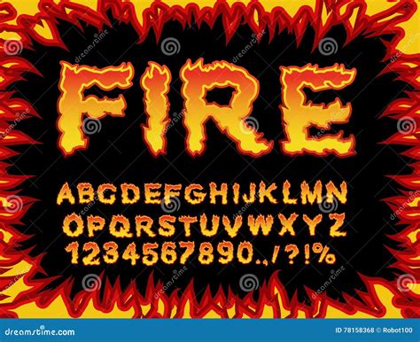 Police Du Feu Alphabet De Flamme Lettres Ardentes ABC Brûlant Typog