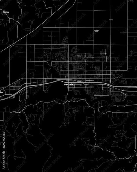 Post Falls Idaho Map, Detailed Dark Map of Post Falls Idaho Stock Illustration | Adobe Stock