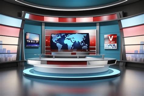 Premium Ai Image D Virtual Tv Studio News Backdrop For Tv Shows Tv