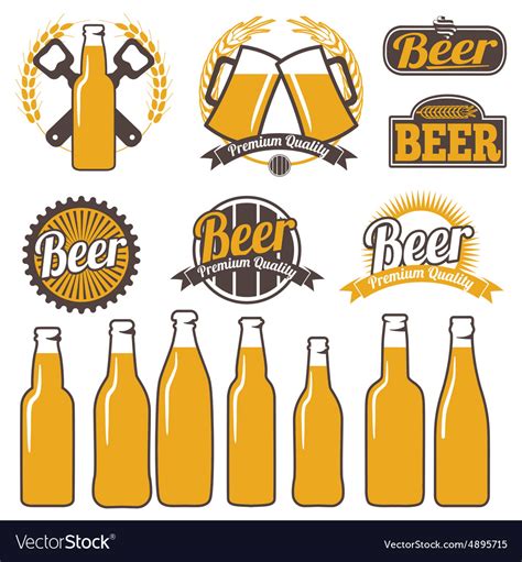 Beer Icons Labels Signs Symbols Design Royalty Free Vector