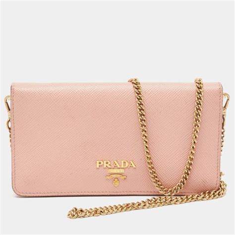 Prada Pink Saffiano Cuir Leather Wallet On Chain Prada The Luxury Closet