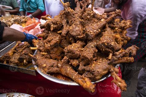 Roasted Leg Pieces Of Mutton At A Street Food Market In Dhaka