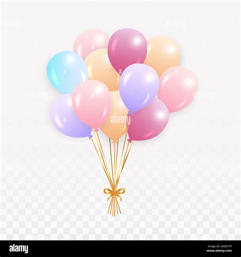 Cute colorful balloon collection. Multicolor balloon png. Birthday balloon design with golden ...