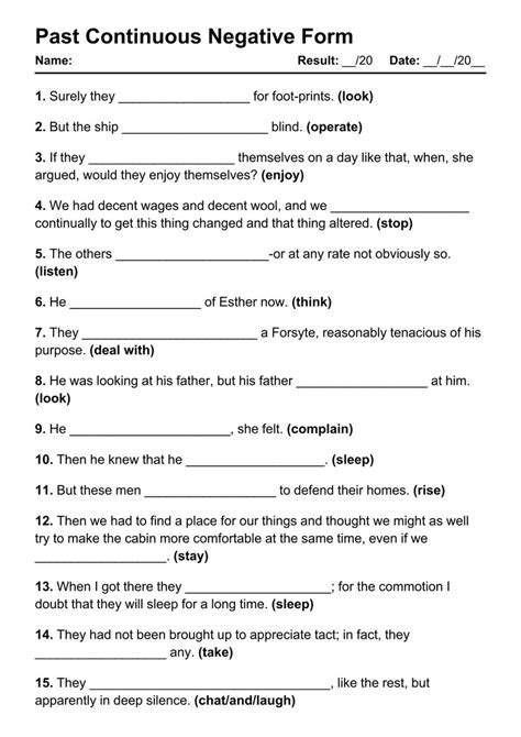 69 Past Continuous Negative PDF Worksheets With Answers Grammarism