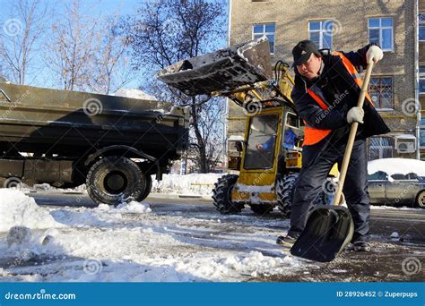 Snow cleaning editorial photography. Image of season - 28926452