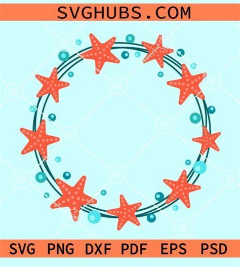 Star Fish Circle Frame Svg Starfish Svg Fish Svg Star Fish Svg