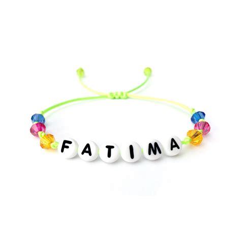 Bracelet à personnaliser FATIMA avec prénom message texte logo Messages