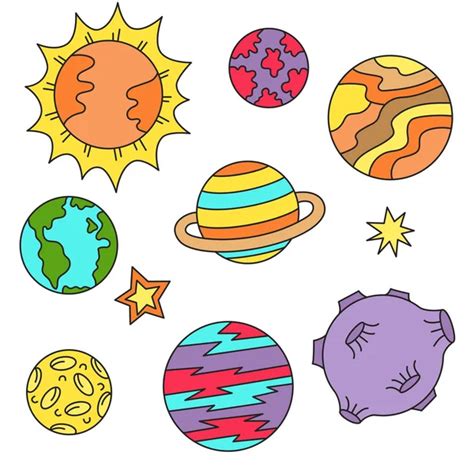 Dibujos Animados Planetas Del Sistema Solar Conjunto De Planetas Colección De Dibujos