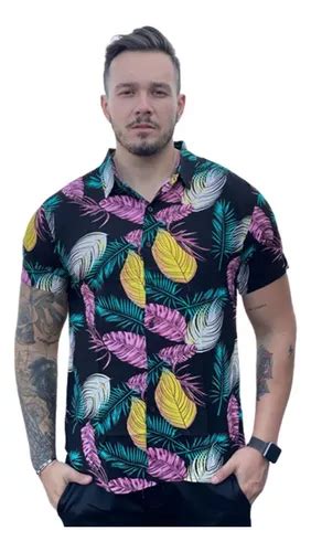 Camisa Floral Masculina Manga Curta Barata Praia Social Slim Mercadolivre