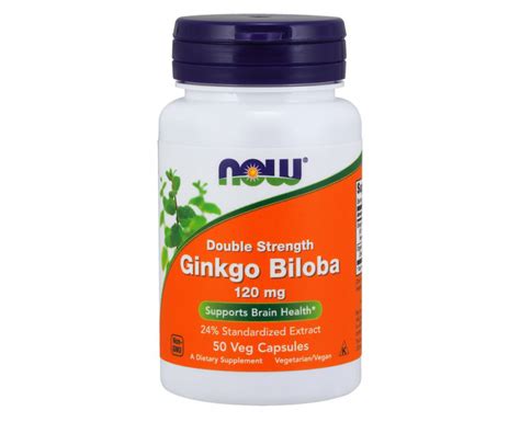 Ginkgo Biloba Double Strength 120 Mg 50 Caps NOW Foods PL Suplementos