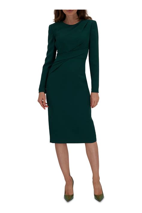 Roland Mouret Green Wool And Silk Long Sleeve Dress