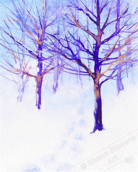 Winter Trees Original Watercolour Shaun Stevens Art