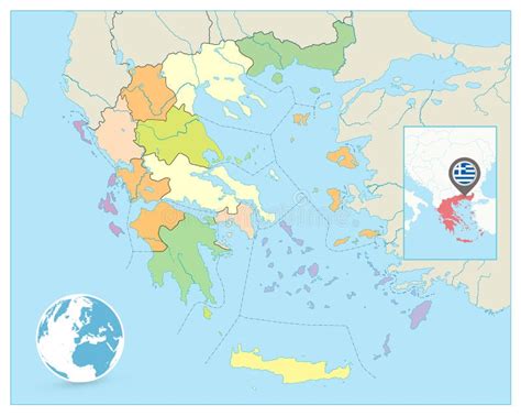 Grecja Polityczna Mapa żadny Tekst Ilustracja Wektor Ilustracja