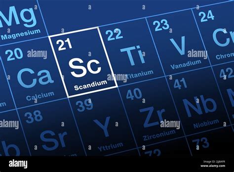 Scandium On Periodic Table Soft Metal And Rare Earth Element With Symbol Sc From The Latin