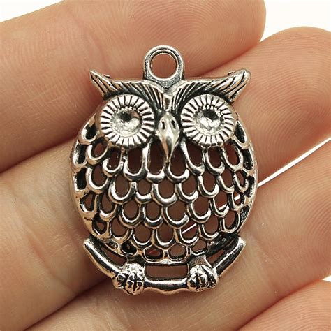 2pcs Charms Owl Antique Silver Color 1 3x1 Inch 33x25mm Metal Alloy