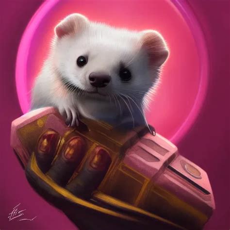 A Ferret Is Cuddling One Of The Infinity Stones Stable Diffusion