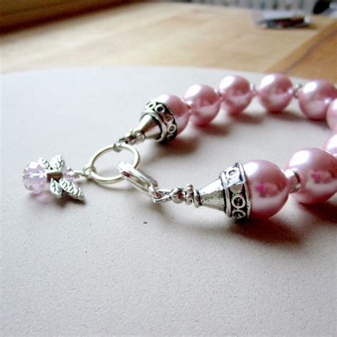 Pink Pearl Bracelet Pearl Jewelry Silver Jewelry Dragonfly Charm ...