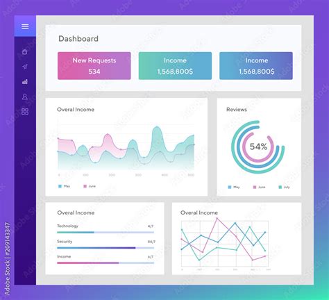 Infographic Template With Flat Design Daily Statistics Graphs Dashboard Pie Charts Web Design