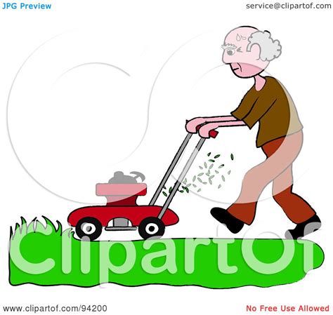 Royalty Free Rf Clipart Illustration Of A Senior Caucasian Man Mowing