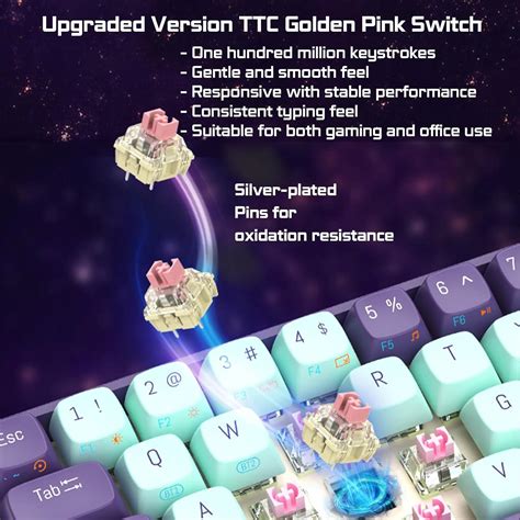 ROYALAXE R68 TKL Mechanical Keyboard Upgraded TTC Gold Pink Switches Hot Swappable Wired