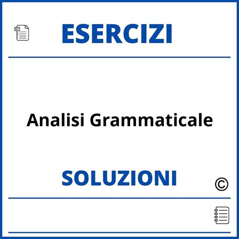 Esercizi Analisi Grammaticale Con Soluzioni Pdf