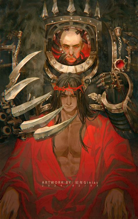 Emperor Of Mankind And Horus Lupercal Warhammer 40k Drawn By Ginias