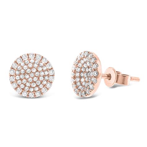 Diamond Disc Earrings In 14k Rose Gold With 110 Diamonds Weighing 50ct Tw