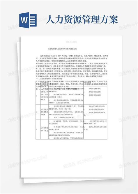 实施精细化人力资源管理目标和措施方案word模板免费下载编号18nanp2lw图精灵