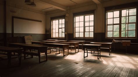 An Old Classroom With Windows Background, Empty School Classroom, Overall View Hd Photography ...