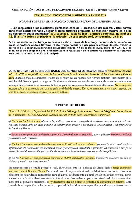 Cact Adm Prueba Final Enero Contrataci N Y Actividad De La