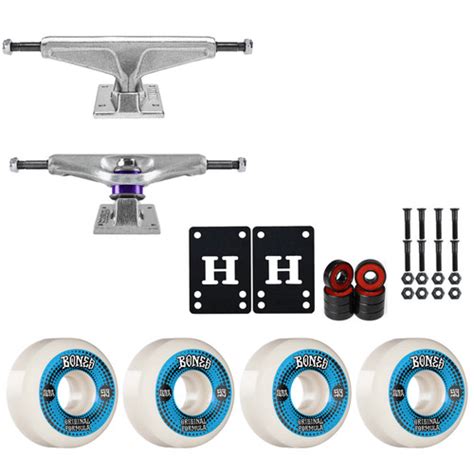 Venture Skateboard Trucks 8.0" Low Kit Bones 53mm V5 OG White Wheels ...