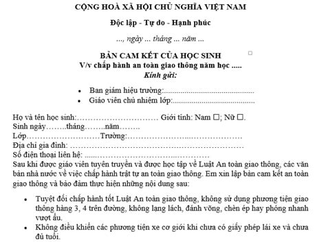 Cách viết bản cam kết không đi xe máy Hướng dẫn chi tiết dễ hiểu