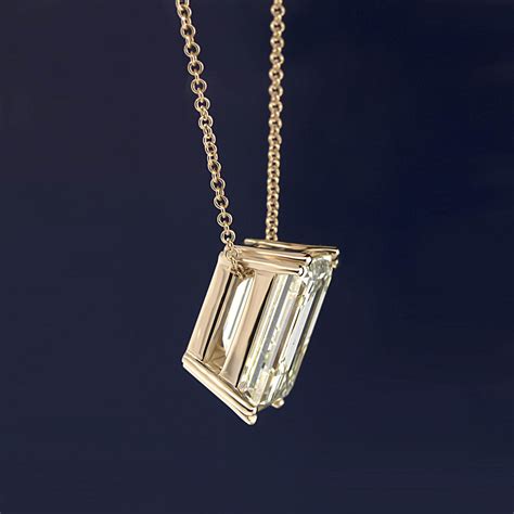 Double Prong Emerald Cut Diamond Necklace Sarkisians Jewelry